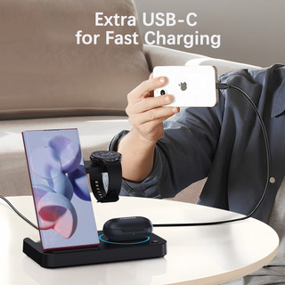 SHEREN Bàn sạc nhanh sạc không dây ba trong một từ tính gấp Wireless Charger For Samsung