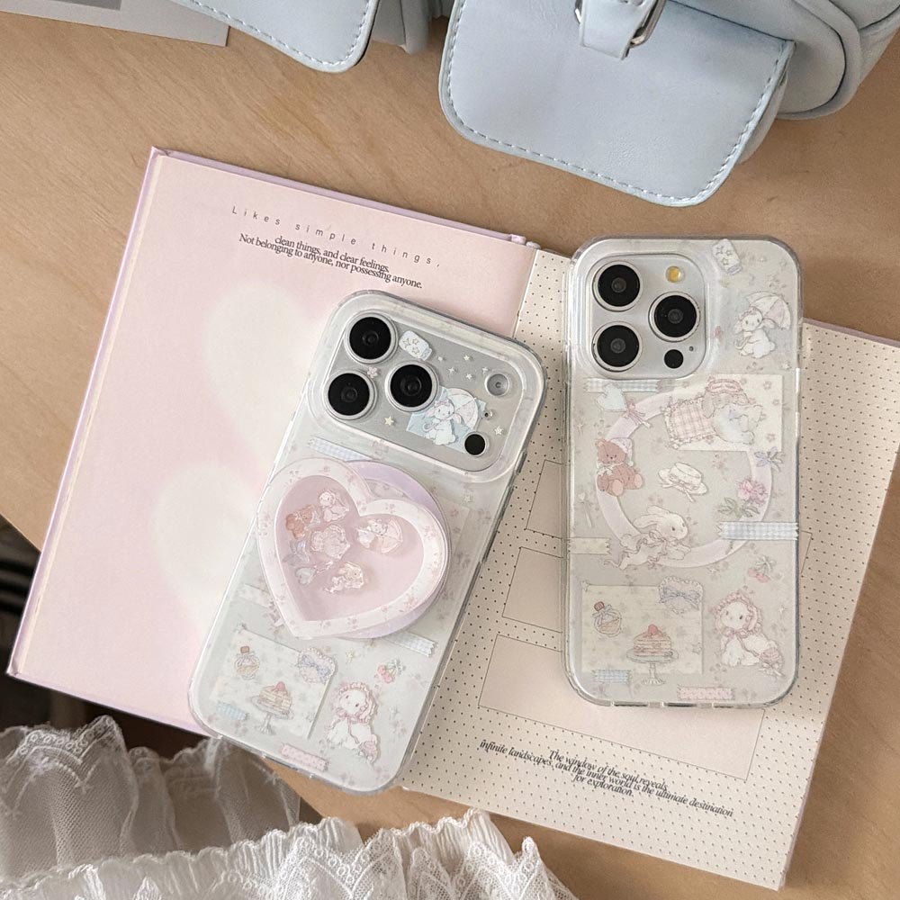 Ốp Lưng Cứng Tương Thích Với iPhone 13 14 14Pro 14ProMax 15 15Pro 15ProMax 16 16Pro 16ProMax 17 17Pro 17ProMax Ốp Nam Châm Họa Tiết Gấu Hoa Hồng Thỏ