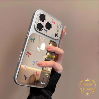 Tương thích cho IPhone 16 17 12 15 14 11 13 Pro Max X XS Max XR Air 14 Plus Thời trang đơn giản Full Màn hình Vỏ gương nơ đầy màu sắc
