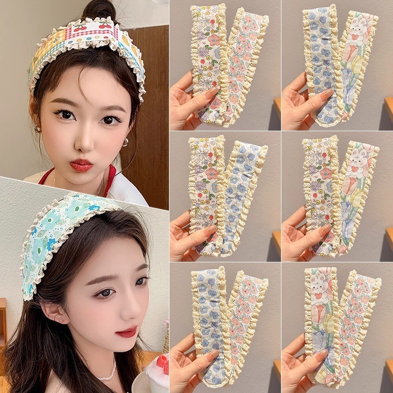 Hàn Quốc Dính Dán Đầu Hoa Ngọt Ngào Dệt Kim Velcro Headband Magic Paste Hà