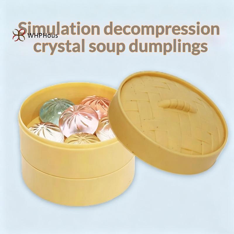 < WHPHous-t > Bánh bao Mini 5 chiếc có thể bóp được với máy hấp Đồ chơi giảm căng thẳng mềm để thư giãn đẹp