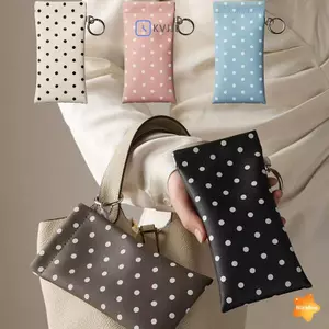 Túi đeo kính chấm bi di động Lò xo tự động đóng với móc khóa Hộp bảo vệ kẹp nhẹ Kính mắt dành cho sinh viên du lịch Người cao tuổi mới