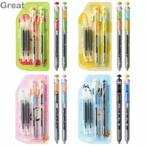 GREA 4 Cái / bộ Bút Gel Fidget Clicker, với Bút Thay Thế Đổ Lại Bút Công Tắc Thư Giãn Chống Lo Âu, Công Cụ Học Viết Mịn 0.5 Mm Sáng Tạo Cho Kỳ Thi Prep