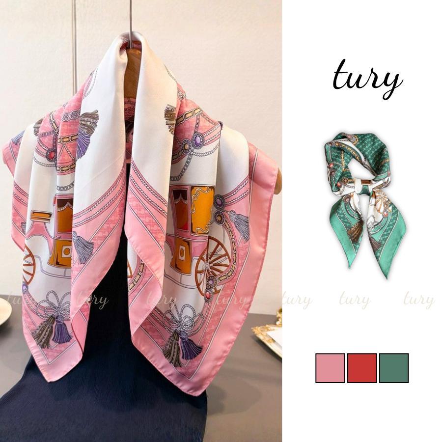 Khăn Lụa Unisex Nam Nữ 70 - Tury - Khăn Lụa Chiffon Hoa Tiết Xe Cổ Vintage - KL108