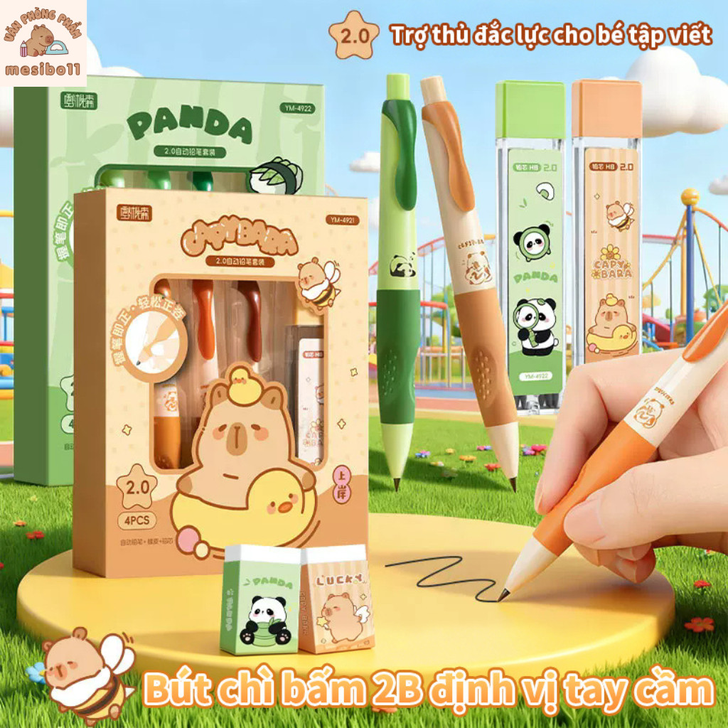 Bút Chì Bấm 2.0mm Capybara Định Vị Ngòi – Giúp Bé Cầm Bút Đúng Tư Thế, Viết Lâu Không Đau Mỏi Tay