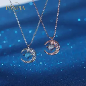 PNPIA- Thời Trang Tinh Tế Giấc Mơ Ngôi Sao Và Mặt Trăng Mặt Dây Chuyền Nelace Cho Nữ Cổ Dây Chuyền Tiệc Cưới Trang Sức Quà Tặng Cho Nữ
