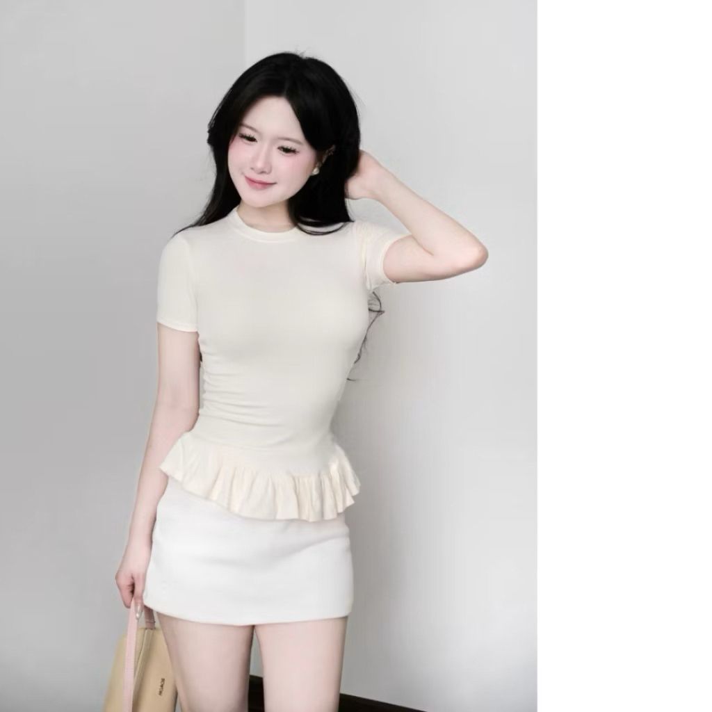 Áo Thun Nữ Ôm Body Cộc Tay - Phối Viền Bèo Xinh, Cotton Mịn Cao Cấp, Tôn Dáng M2995 - SamHi Closet