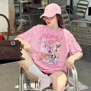 （Giao hàng 24h）Angela Áo thun cổ tròn tay ngắn họa tiết động vật Mềm mại, thân thiện với da, phong cách Hàn Quốc YG394
