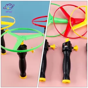 HFTOY 6 Chiếc Đĩa Bay Cánh Quạt Đồ Chơi Trẻ Em Trực Thăng Kéo Dây Đĩa Bay ~