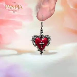 PNPIA- Goth Trang Sức Gai Trái Tim Chữ Thập Bông Tai Nhỏ Giọt Dầu Hoa Hồng Bông Tai Cho Nữ Punk Quyến Rũ Phụ Kiện