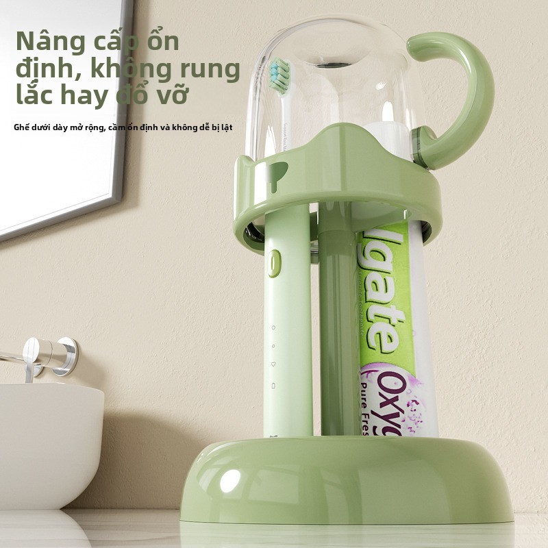 Giá đỡ bàn chải đánh răng điện có thể điều chỉnh + Cốc nước súc miệng- Phong cách đơn giản, tiết kiệm không gian