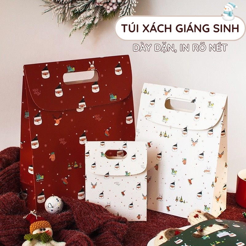 Túi quà tặng giáng sinh dễ thương – Túi giấy mini hình ông già noel đáng yêu, phù hợp trang trí và tặng quà noel