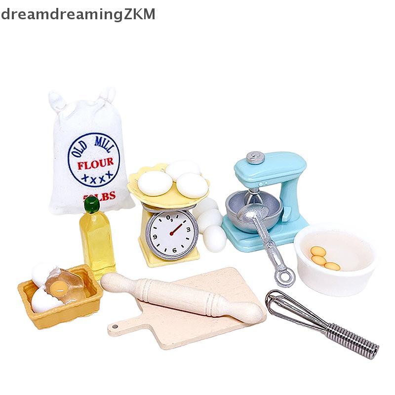 [dreamdreaming] 1 Bộ 1: 12 Nhà Búp Bê Máy Đánh Trứng Bột Thu Nhỏ Cán Pin Cắt Ban Chai Dầu Dụng Cụ Nướng Bánh Mô Hình Trang Trí Nhà Bếp [zkm]