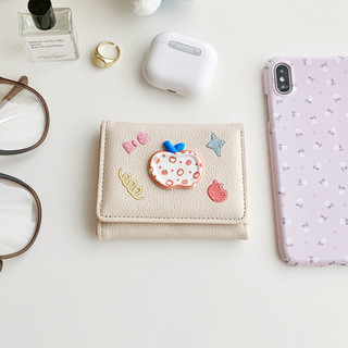 Ví nữ da PU Phim hoạt hình dễ thương Khóa in Apple có thể gập lại Ví đựng nhiều thẻ
