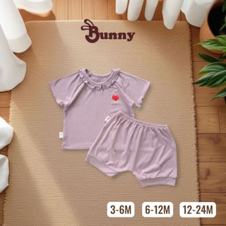 (3-24M) Hàng cao cấp: Bộ cộc bé gái Bunnybaby chất thun tăm lụa cao cấp mềm mượt.