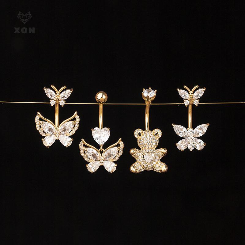 [XON] Nhẫn đeo bụng gấu dễ thương dành cho nữ Cô gái Nhẫn xỏ lỗ rốn gợi cảm tinh tế Quà tặng trang sức xuyên cơ thể [Mina]