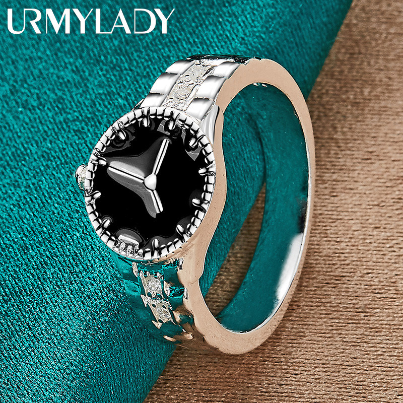 Đồng hồ đeo tay bằng bạc URMYLADY 925 7-10 # Nhẫn dành cho nữ Tiệc cưới Trang sức quyến rũ thời trang