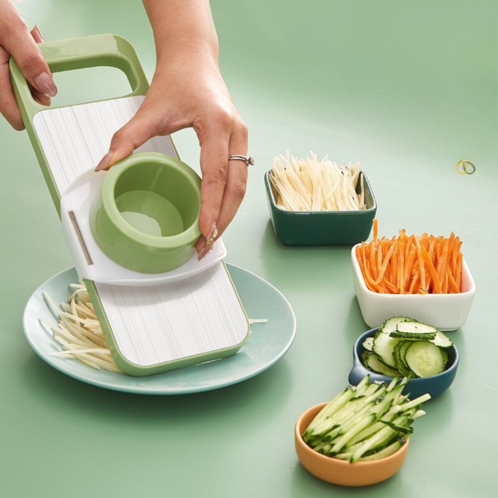 Nạo Rau Củ, Bộ Nạo Rau Củ Quả Đa Năng Tích Hợp 5 Lưỡi Nạo Bảo Vệ Tay Cầm Tiện Lợi