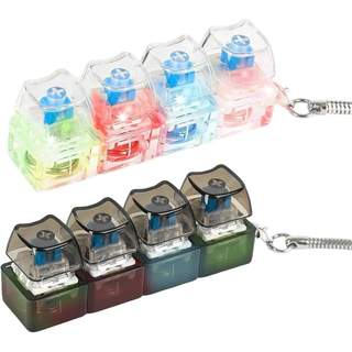 Keyboard Fidget Toy with LED Light Keyboard Fidget Keychain 4-in-1 Keyboard Decompression Button Toy