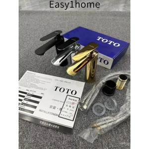 Vòi Chậu Rửa Một Lỗ Hoàn Toàn Bằng Đồng TOTO Mới Phòng Tắm Van Trộn Nóng Lạnh Chậu Rửa Chậu Rửa Chậu Rửa Vòi Đen Lạnh Đơ