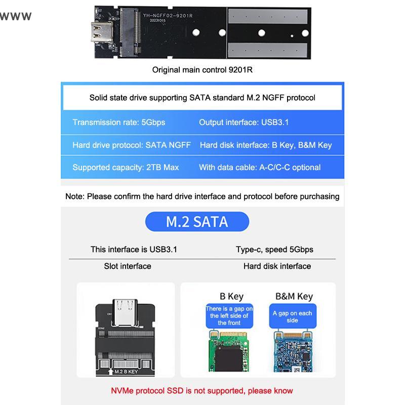 COD Clear USB Type C 10Gbps M.2 NVME PCIe NGFF SATA Protocol External Hard Disk Box Case new