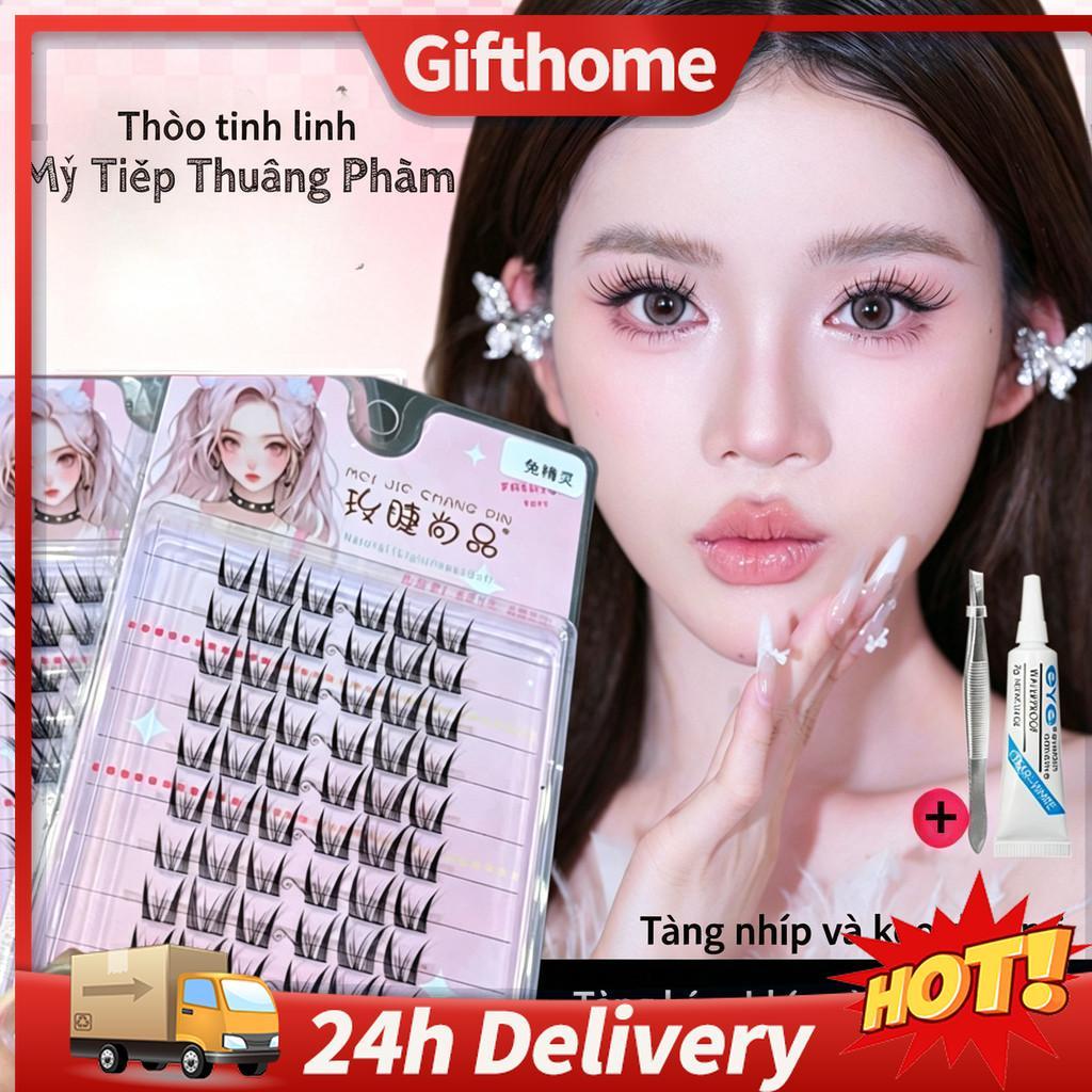 🚚【giao Hàng 24h】10 Hàng / hộp 11-13mm Lông Mi Giả Thế Hệ Mới Lông Mi Giả Dài Màu Hồng Mắt To Lông Mi Giả
