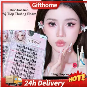 🚚【giao Hàng 24h】10 Hàng / hộp 11-13mm Lông Mi Giả Thế Hệ Mới Lông Mi Giả Dài Màu Hồng Mắt To Lông Mi Giả