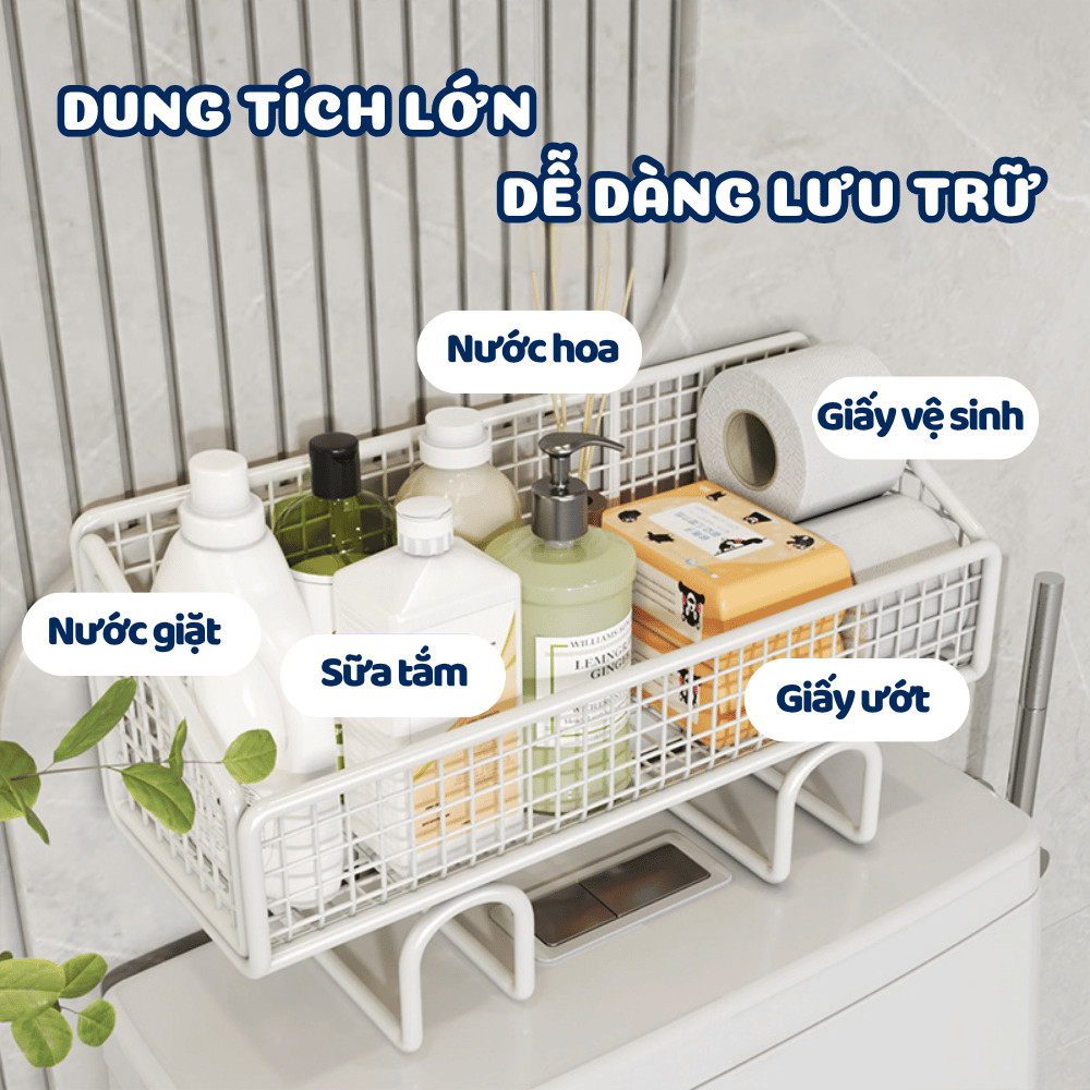 Kệ Gác Bồn Toilet Đa Năng, Kệ Sắt Lưới Để Đồ Nhà Tắ, Giá Treo Giấy Vệ Sinh Mỹ Phẩm Dễ Lắp Đặt