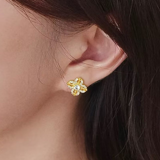 Bông Tai Bạc 925 Needl Kim Cương Đầy Đủ Mạ Vàng Cỏ Ba Lá Bốn Lá Hoa Và Vajra Bông Tai Dành Cho Nữ Nhẹ Sang Trọng Cao Cấp Tinh Tế Và Đa Năng Bông Tai