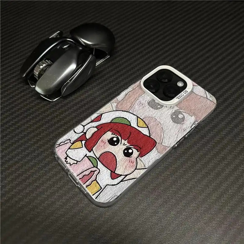 Ốp lưng họa tiết Shin-chan da PU, thiết kế độc đáo chống trầy tốt Bảo Vệ Camera Cấp iPhone 17/16/15/14/13/12/11/X/XS Max