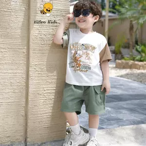 Bộ quần áo CỘC PHỐI TAY SPEED SHOP cho bé trai , Quần áo chất COTTON mềm thoải mái