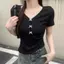 Mùa hè Slim-fit Slimmer Look All-match Hot Girl Áo thun ngắn tay hai mảnh giả nữ