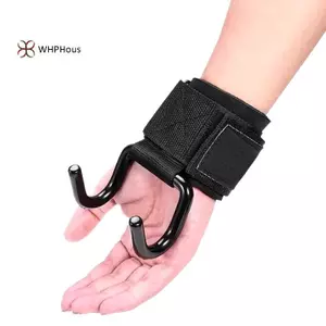 < WHPHous-t > 2 Móc nâng tạ có quấn cổ tay Dây đeo cổ tay Thanh cầm tay Phòng tập thể dục Móc tập thể dục Dây đeo trọng lượng Kéo lên Găng tay nâng sức mạnh Đẹp