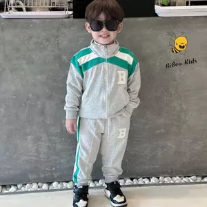 Bộ quần áo thể thao Khóa kéo Thêu B cho bé trai, Bộ quần áo thu đông cao cấp. hàng QC xịn xò