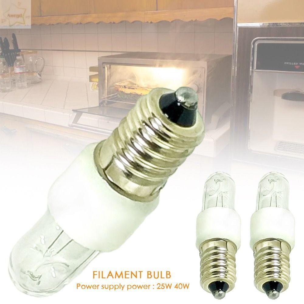 Đèn lò nướng AWNGD, Bóng đèn dây tóc chịu nhiệt E14 25W 40W, Bóng đèn muối cho máy hút mùi bếp, Ánh sáng trắng ấm.