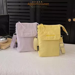 Túi đựng điện thoại IAPPORTUNIA, Túi đeo chéo màu trơn Nylon, Dây đeo có thể điều chỉnh kích thước nhỏ hợp thời trang Ví đựng tiền xu siêu nhẹ Unisex