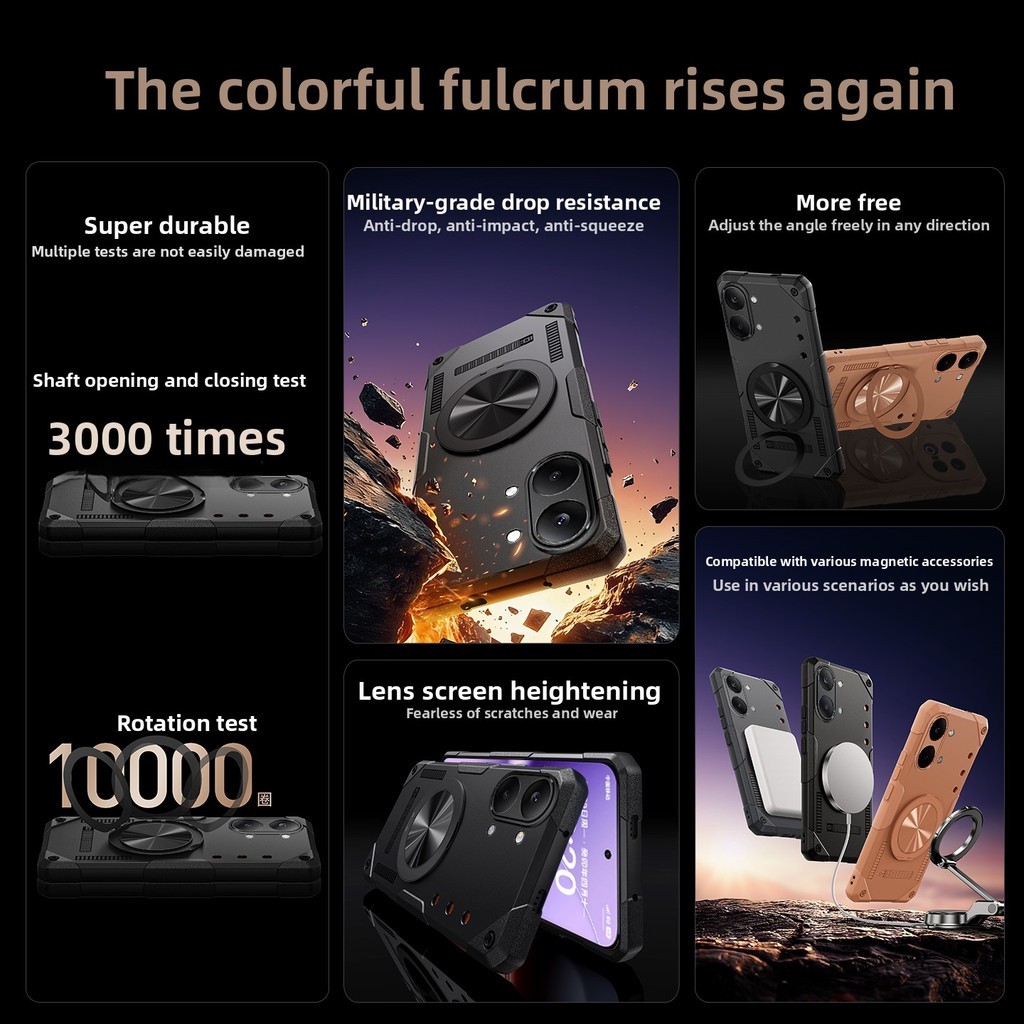 Mimi Mới Cho Redmi Turbo 5 Max 4 Pro Poco X7 X8 Pro Max F7 F8 Pro / Ultra K90 Xiaomi 17 Pro Max Túi Khí Giáp Từ Tính Chống Rơi Vỏ Điện Thoại Giá Đỡ Bao Tản Nhiệt TPU Mềm