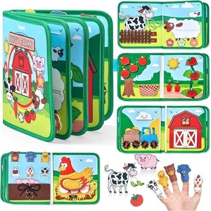 Bé Cảm Thấy Bận Rộn Giáo Dục Sớm Di Động Trang Trại Sách Cắn Quần Áo Bảng Velcro Đồ Chơi Yên Tĩnh Sách Khai Sáng UJAS