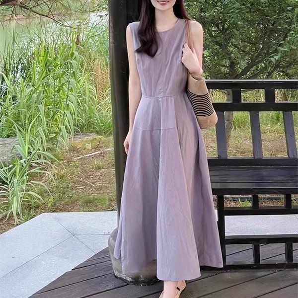[Giảm giá 50%] Váy Vest không tay màu tím dành cho nữ Phong cách mới Đẹp thường ngày Tính khí đơn giản eo hẹp dáng ôm hơn