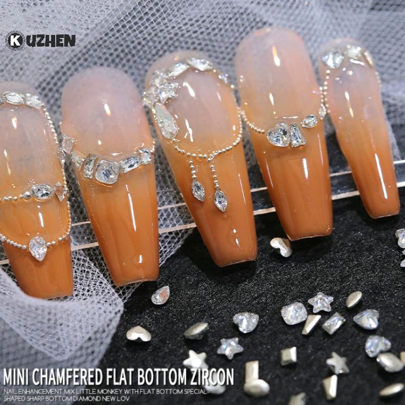 KUZHEN Hỗn Hợp Zircon Móng Tay Kim Cương Giả Sáng Bóng, Đá Quý Thủy Tinh Trang Trí Quyến Rũ DIY Làm Móng Tay Nghệ Thuật HOT