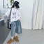 Áo thun nữ màu trắng mùa hè phiên bản Hàn Quốc dành cho trẻ em In hình hoạt hình Loose Top