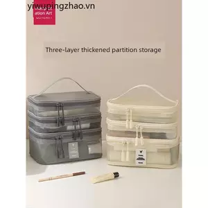 Lưới Trong Suốt Túi Đựng Mỹ Phẩm Nữ Phong Cách Mới Di Động Phân Vùng Dung Tích Lớn Túi Bảo Quản Mỹ Phẩm Du Lịch Vệ Sinh Túi Bảo Quản