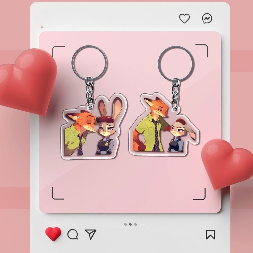 Zootopia Cặp Đôi Móc Khóa Hoạt Hình Acrylic Judy Nick - Sango