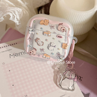 Vỏ tai nghe mèo màu hồng mềm mại dễ thương cho AirPods Pro3 [2025] AirPod Pro2 Pro 4 3 2 1 Vỏ tai nghe không dây Apple thế hệ thứ 3 Phim hoạt hình đầy màu sắc chống rơi
