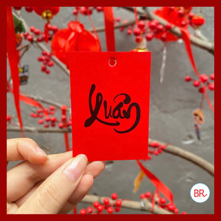 SỈ Xấp 100 Thẻ Giấy Đỏ Chữ Thư Pháp TẶNG KÈM DÂY TREO May Mắn Tài Lộc-Trang Trí Mai, Đào, Quất,Cành Khô ANGIHOME