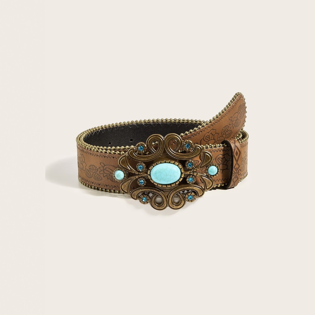 Thắt Lưng Da Nâu Retro Phù Hợp Với Quần Jean