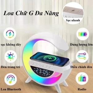 Loa Chữ G Đa Năng - Sạc Không Dây, Đồng Hồ Báo Thức, Đèn Ngủ LED RGB, Âm Thanh Chất Lượng Cao