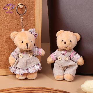 HFTOY Cặp Đôi Gấu Sang Trọng Móc Khóa Hoạt Hình Vải Hoa Gấu Mềm Nhồi Bông Búp Bê Mặt Dây Chuyền Chìa Khóa Ô Tô Ba Lô Túi Trang Trí Quà Tặng Trẻ Em ~
