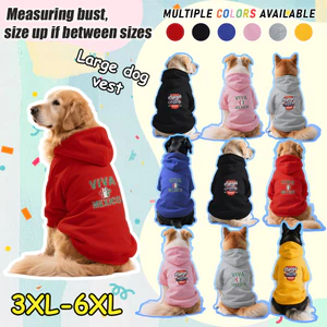 Áo Hoodie cho chó lớn 3XL-9XL, Brazil, in họa tiết đua xe, phong cách chui đầu, Có 6 màu, Vải mềm, Thoải mái, thoáng khí, ấm áp, có thể giặt được, Thích hợp cho tất cả các giống chó lớn