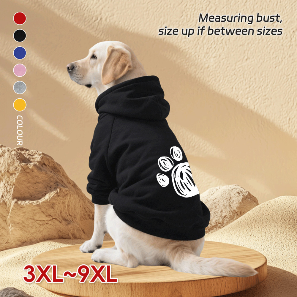 Áo Hoodie cho chó lớn 3XL-9XL, phong cách chui đầu, Có 6 màu, Vải mềm, Thoải mái, thoáng khí, ấm áp, có thể giặt được, Thích hợp cho tất cả các giống chó lớn